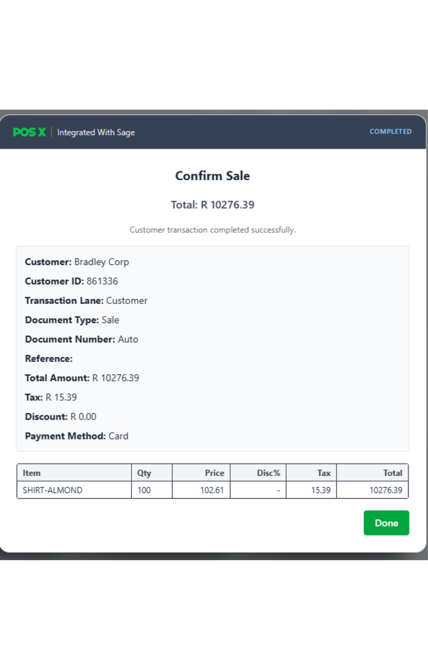 Confirmation of Sale